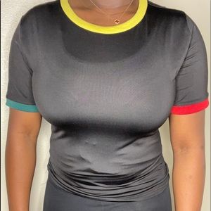 Black tee with colorful sides
